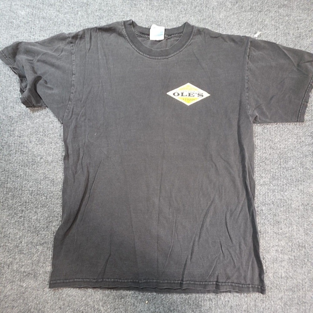 Vintage Ole's Shirt Mens Large Black Spring Flood Run Motorcycle Graphic Tee
